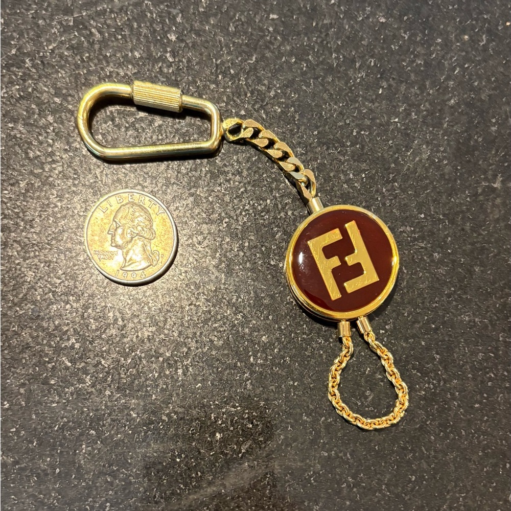 Vintage Fendi Gold and Brown Keychain